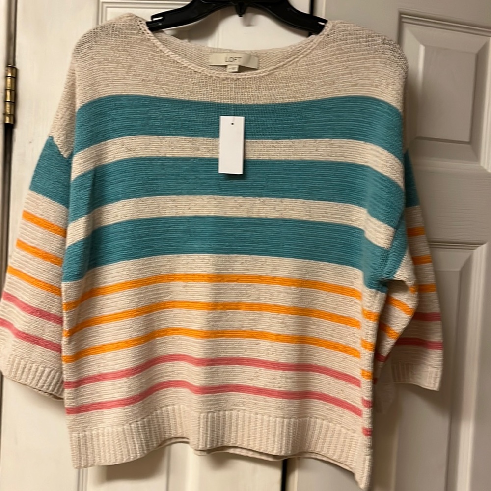 Loft Multicolored 3/4 length sleeve sweater